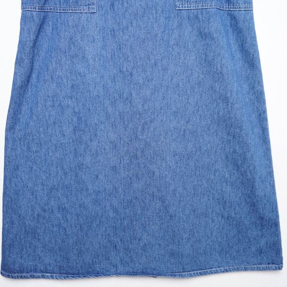 Studio Ease Blue Denim Overall/Jumper Midi Dress Sz 10 USA Made 100% Cotton - Picture 9 of 11